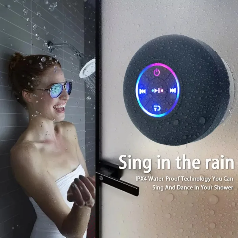 Bluetooth Speaker Waterproof Suction Cup Mount Wireless Portable Stereo Sound Speaker For Bathroom Car Household Phone Music Use