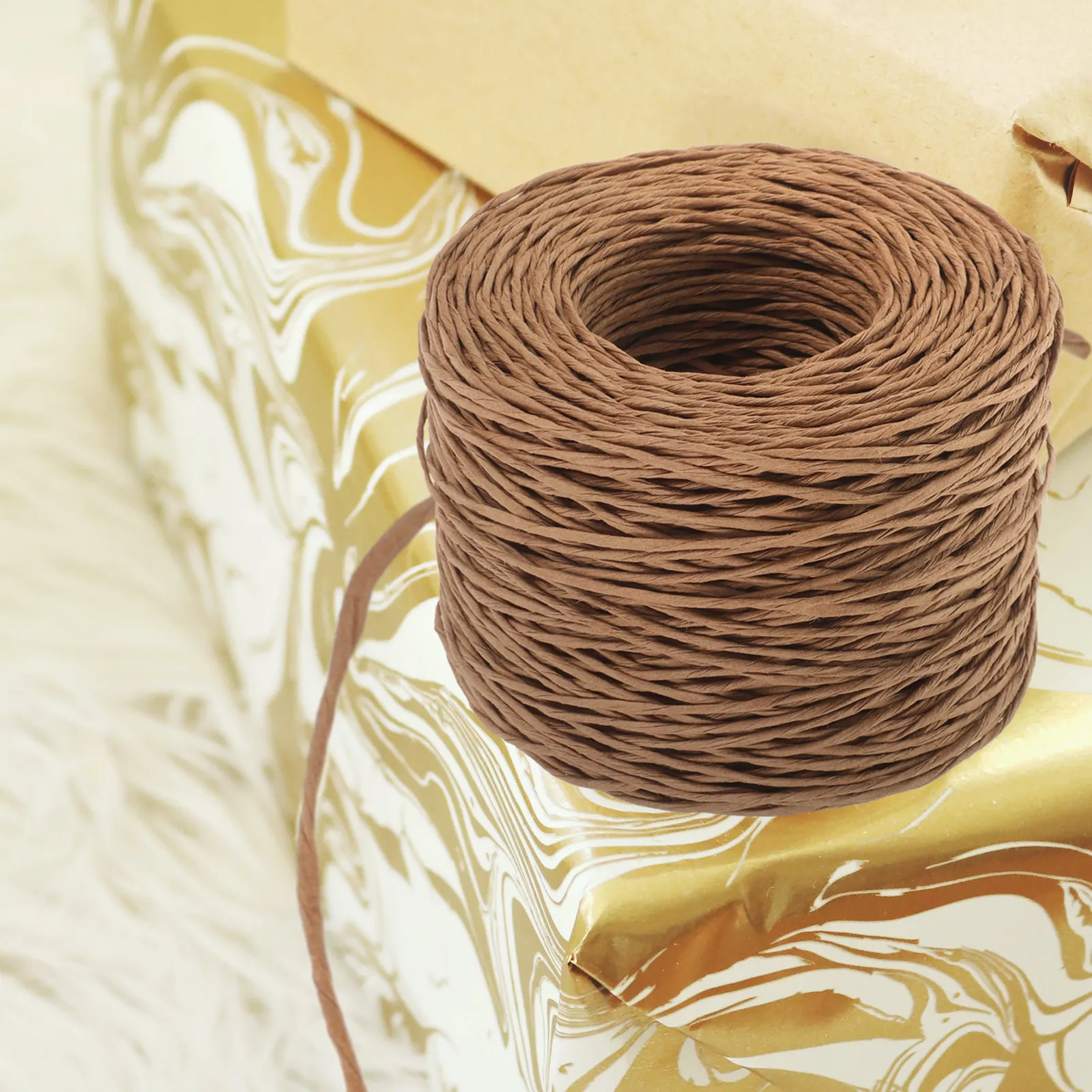 1 Rouleau de ficelle décorative en papier, corde de conditionnement robuste, cordon artisanal éco-responsable pour emballer boîtes, sacs, bijoux