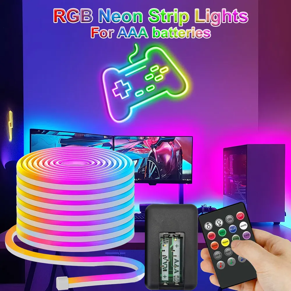 5V RGB Neon Lights with 20Key Remote Flexible Neon Strip Light RGB Lighting Ideal for Enhancing The Ambiance in Your Living Room
