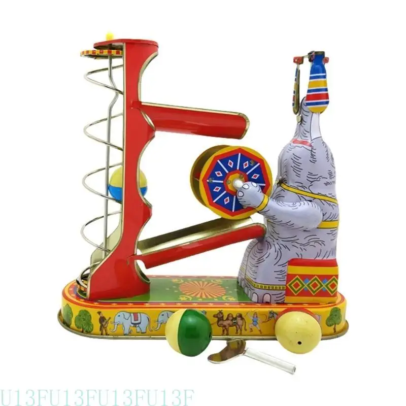 U13F Nostalgic Elephant Ball Game Tin Toy Perfect For Coffee Shop Desktop Decoration