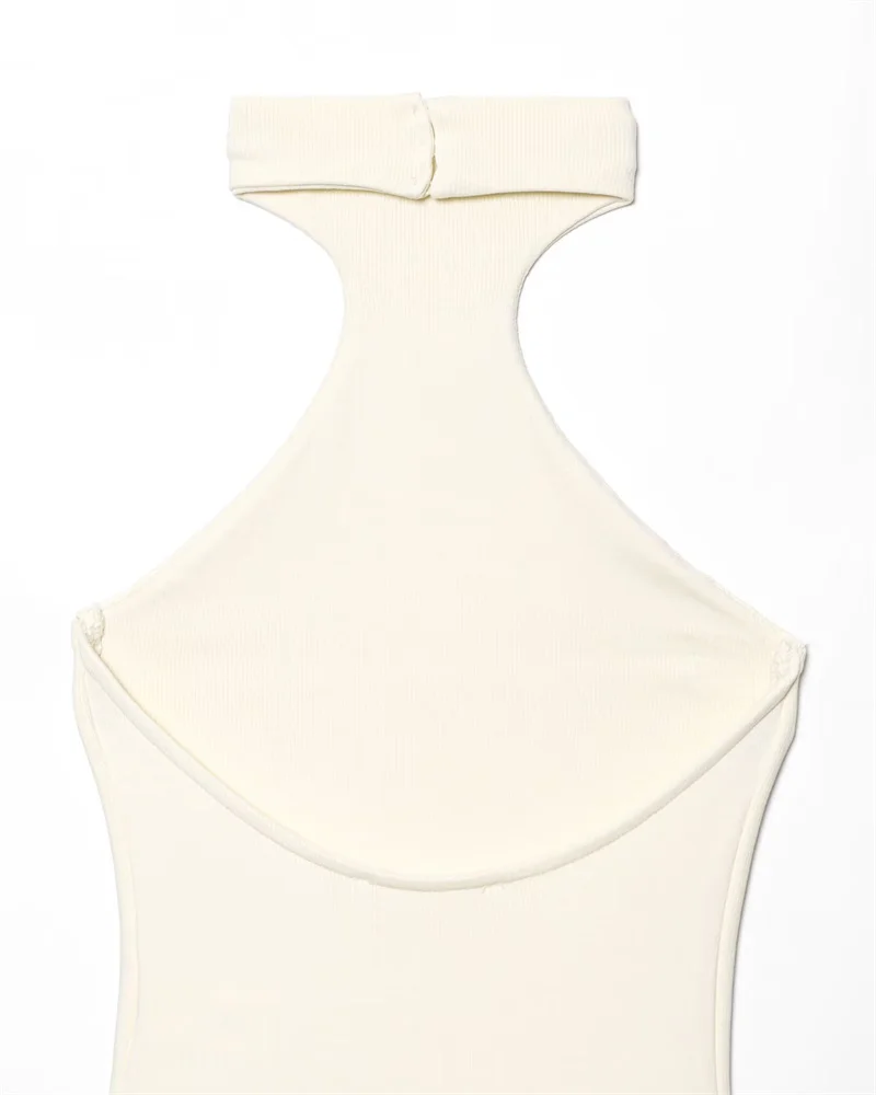 Women's Dress New Summer 2025 White Halterneck Panelled Dress Sexy off-the-shoulder design Elegant temperament Personality image 6