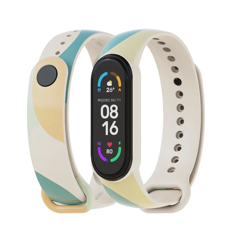 National Style Printed TPU Strap for Mi Band 6 5 4 3 Replacement Wristband for Xiaomi Smart Watch XiaoMi mi band 6 Bracelet M7