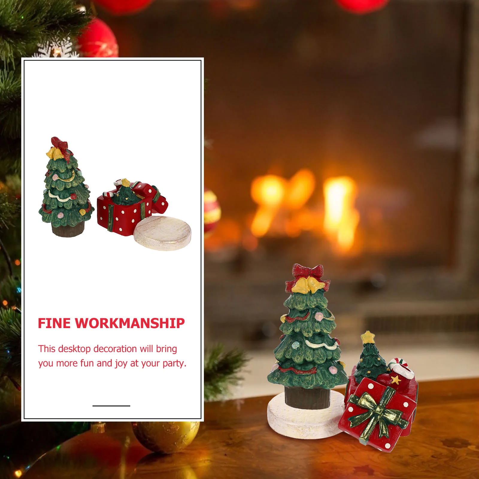 

2 Pcs Christmas Ornaments Centerpieces Resin Craft Holiday Decor Winter Desktop