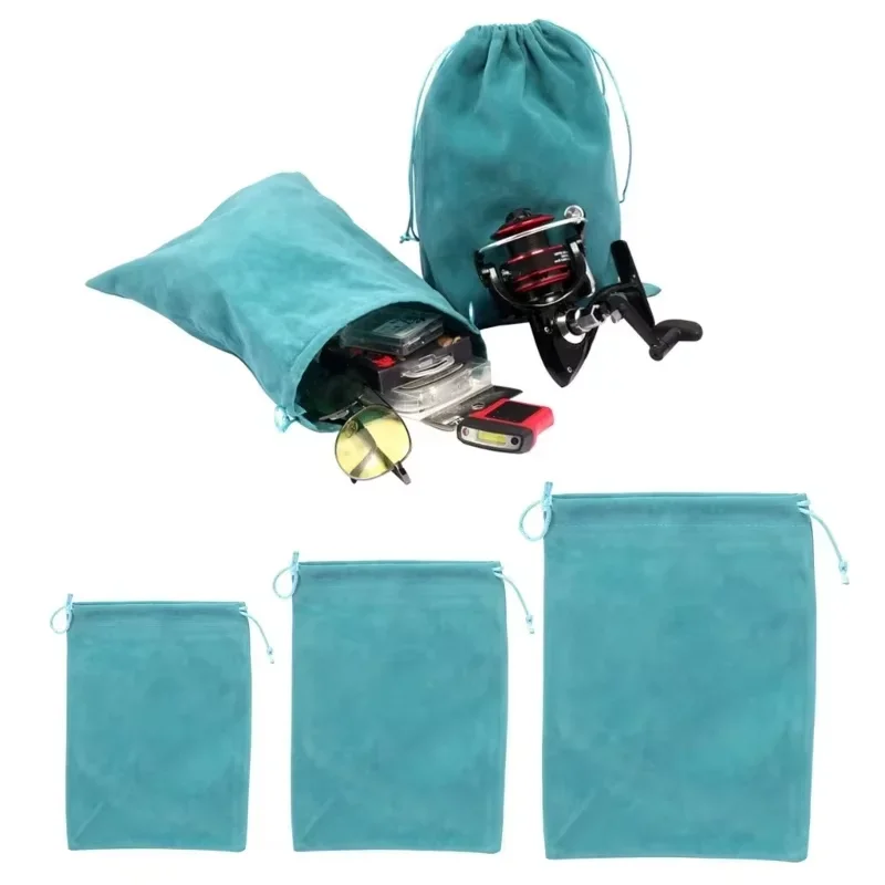 Bolsa de armazenamento de carretel de pesca portátil, proteção de roda com cordão, cor azul/preta, acessórios de equipamento de pesca para esportes ao ar livre