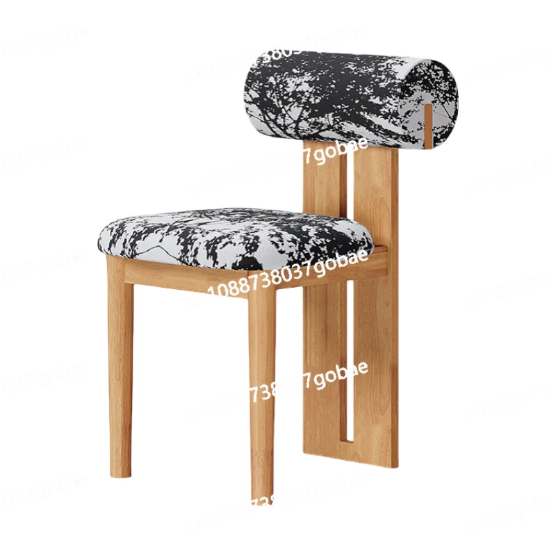 

Simple solid wood dining chair French retro wind island soft backrest leisure stool