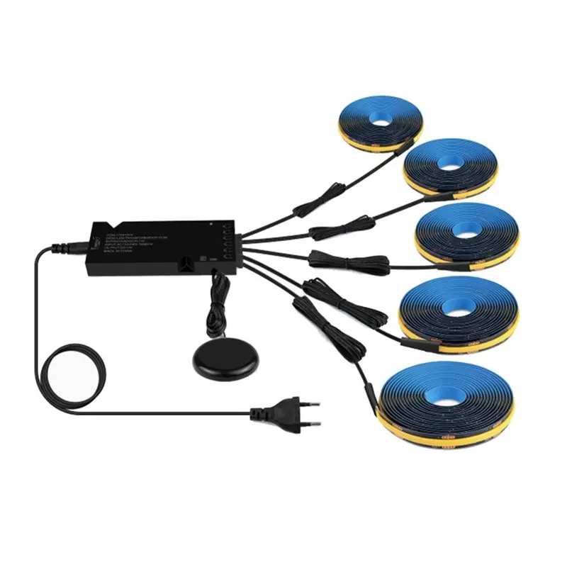 A25F-Dimmable Touch Sensor COB LED Strip Light Under Cabinet Collection Display Black PCB For TV Backlight Grille US Plug