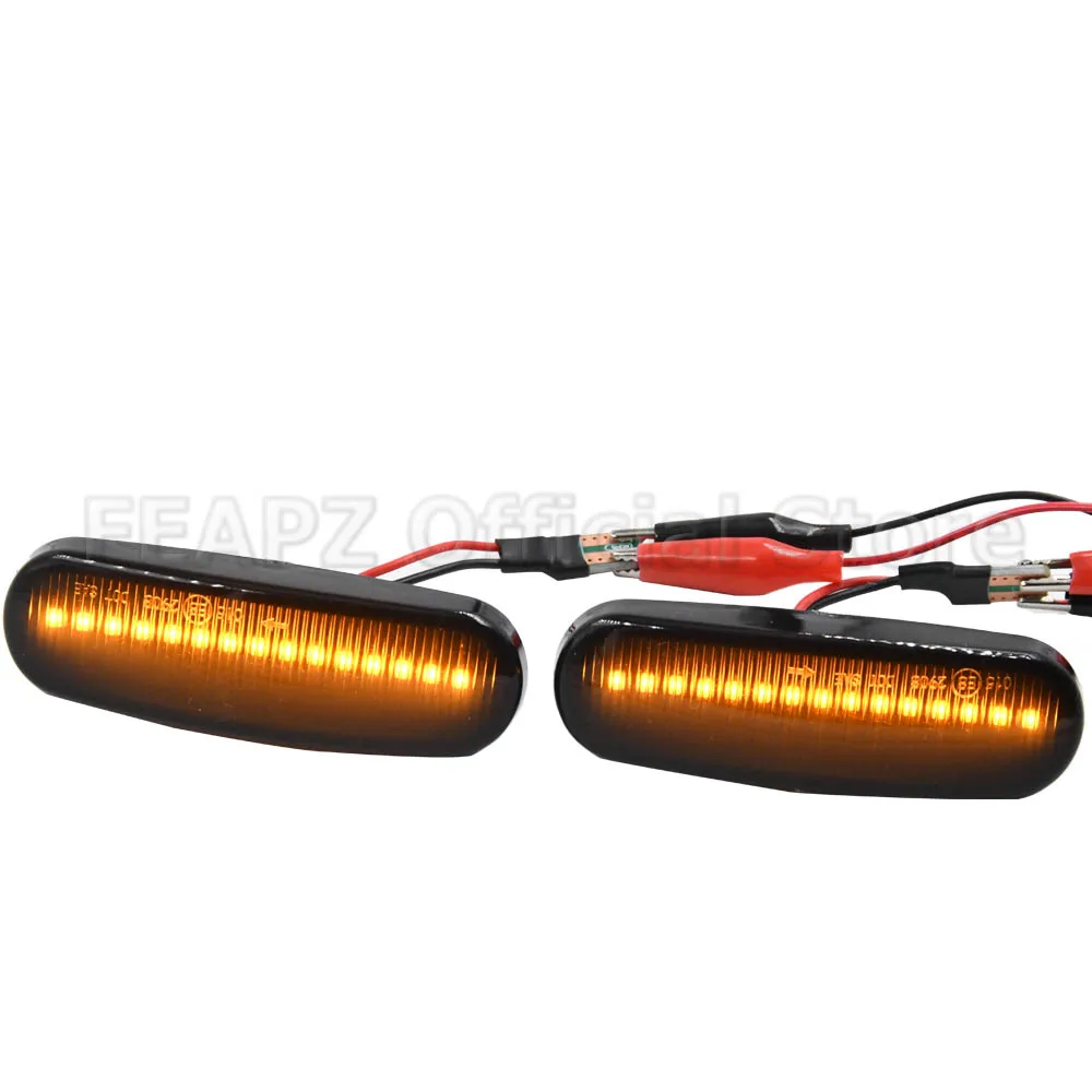 2PCS For Fiat Panda Punto Evo Stilo Qubo Peugeot Citroen Lancia Musa 350 Dynamic Smoke LED Side Marker Light Turn Signal Lamp