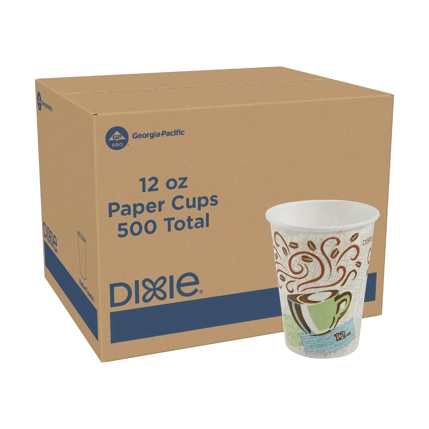 12 oz Disposable Paper Coffee Cups with Insulated Design for Hot and Cold Drinks, 500 Count Bulk Pack