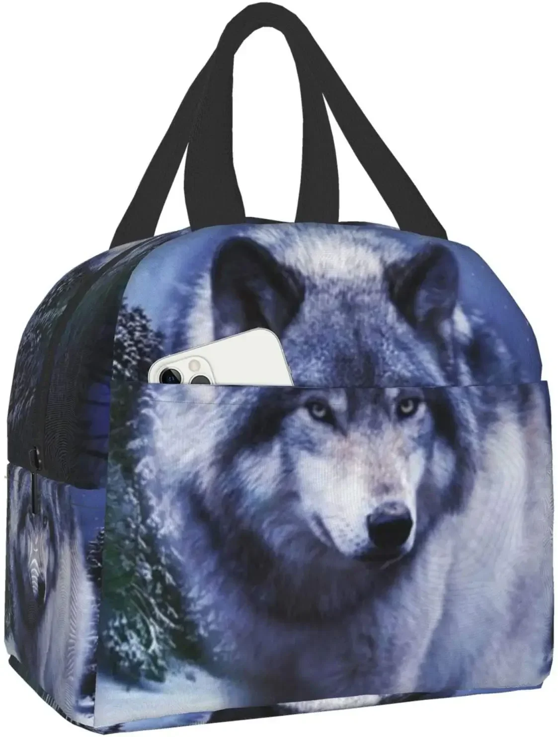 Wolf Stylish Lunch Bag Set for Women and Teen Girls Cute Insulated Lunch Box for Work School Travel