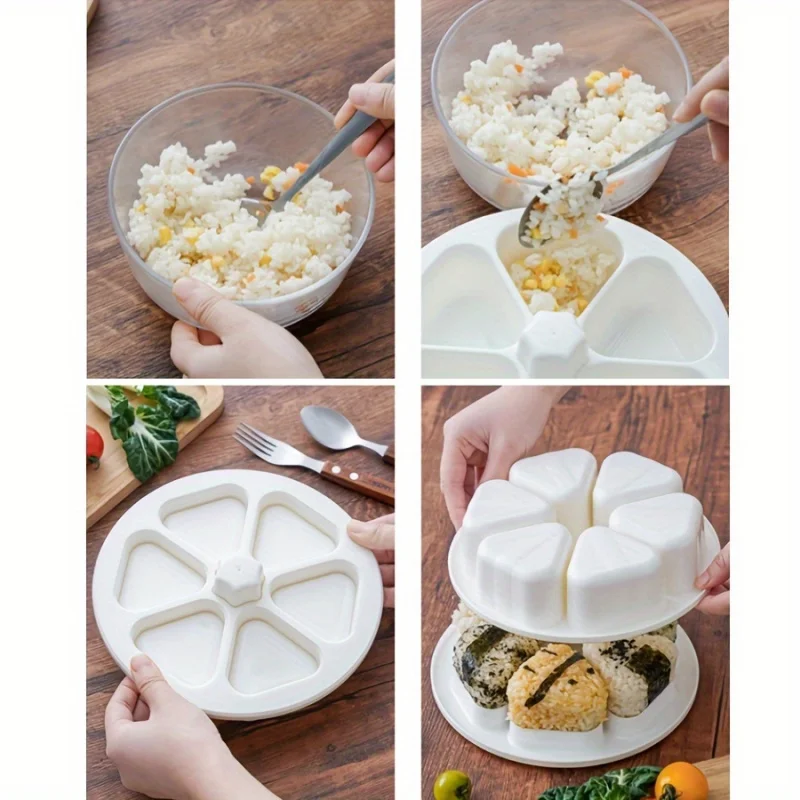 1 قطعة قالب كرة الأرز الثلاثي ستة شبكة قالب السوشي بينتو صندوق الأعشاب البحرية الأرز صنع أداة الخبز بودنغ كعكة قالب الشوكولاته #3