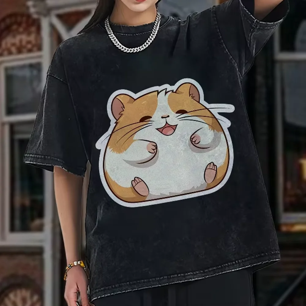 

Graphic T-Shirt Hamster Lovely Pet Inspired T-Shirt Cotton Y2k Style Funny Animal Print Clohes Fashion Playful Vibe Cute Tee