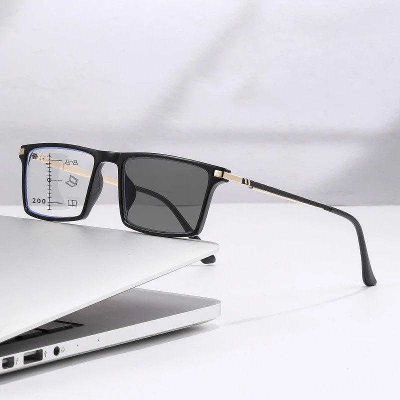 Quadratische multifokale photochrome Presbyopie-Brille für Männer und Frauen, progressive High-Definition-Lese-Anti-Blaulicht-Brille – Detail 7