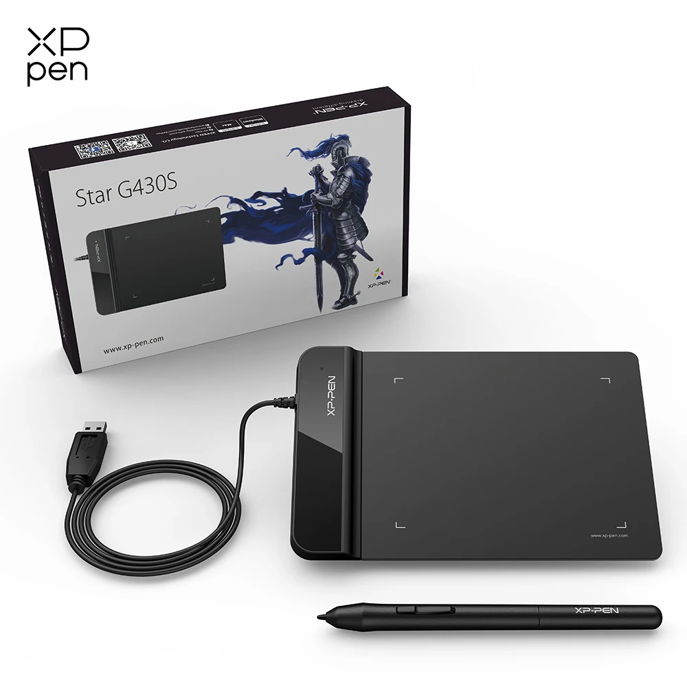 Tablet graficzny XPPen Star G430S do rysowania, projektowania graficznego, biznesu i podpisywania dokumentów, z rysikiem bezbateryjnym i 8192 poziomami nacisku.