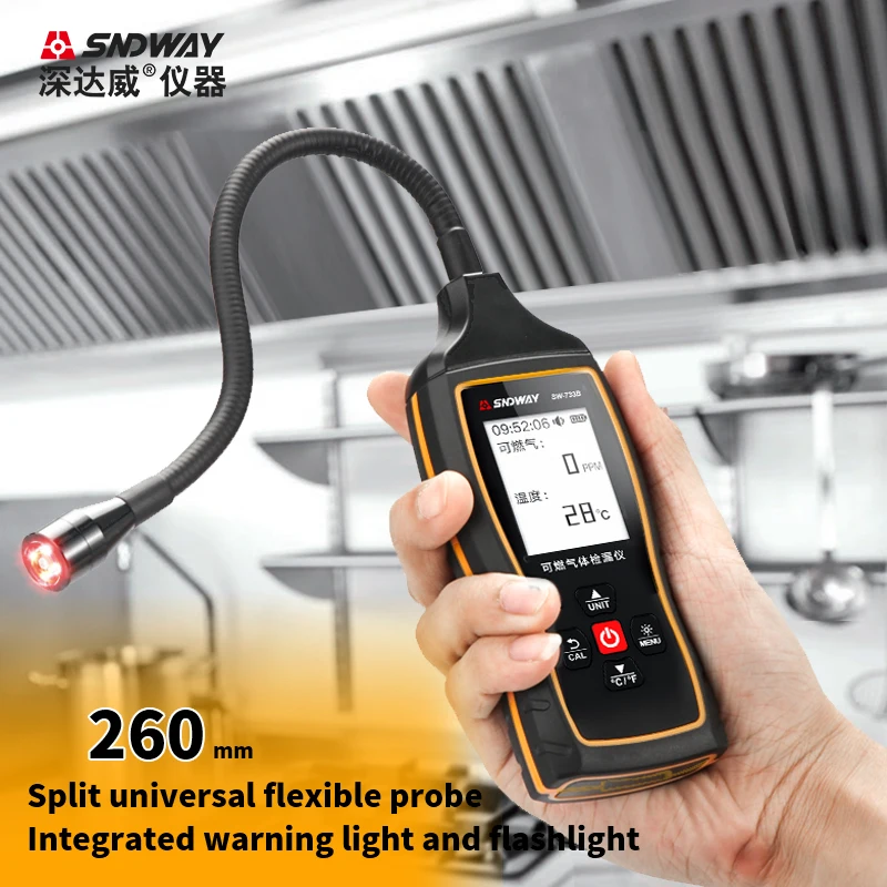 Sndway-autônomo Gás Vazamento Detector Lifepo4 Gás Vazamento Alarme Gás Natural Vazamento Bateria de Lítio Sw733b