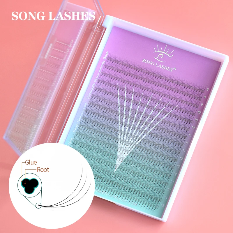 

Song Lashes 3D8D10D Pointy Base Promade Fans Korean PBT Eyelash Extension Sharp Thin Pointy Base Promade Volume Fans Eyelashes