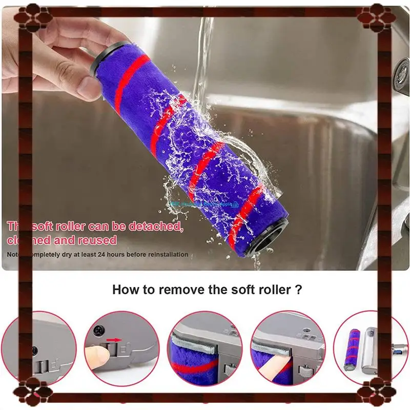 ل دايسون V6 DC58 DC59 DC61 DC62 DC74 أجزاء المكنسة الكهربائية فرشاة الأرضية رئيس أداة لينة الأسطوانة الأنظف رئيس