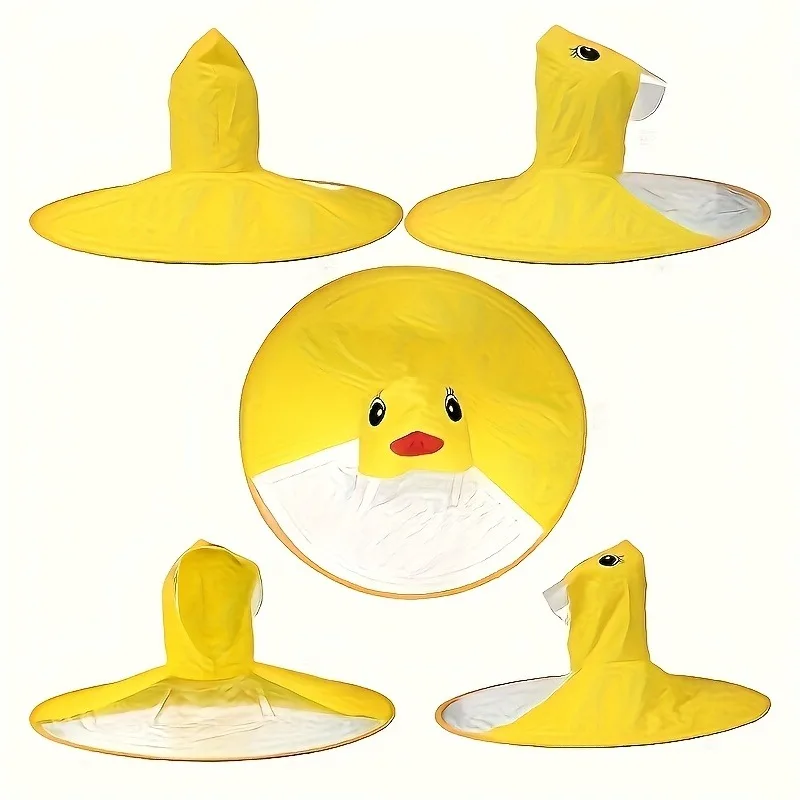 Yellow Duckling Theme Cute Duck Umbrella Cap Open or Close Design Portable Rain Gear for Fishing Camping & Outdoor Adventures