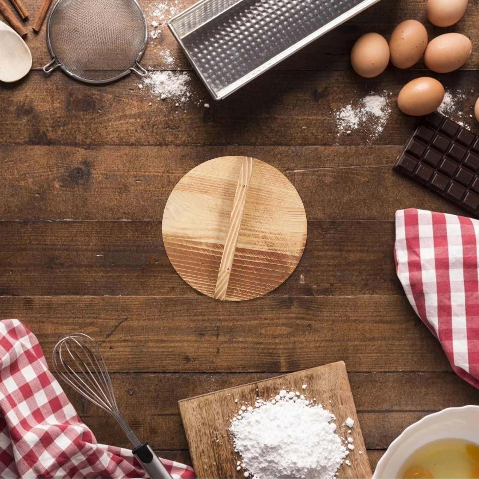 

Wooden Wok Lid Cover Anti-Overflow Pot Protector For Kitchen Oil Splatter Prevention Natural Wood Bowl Cover Thick