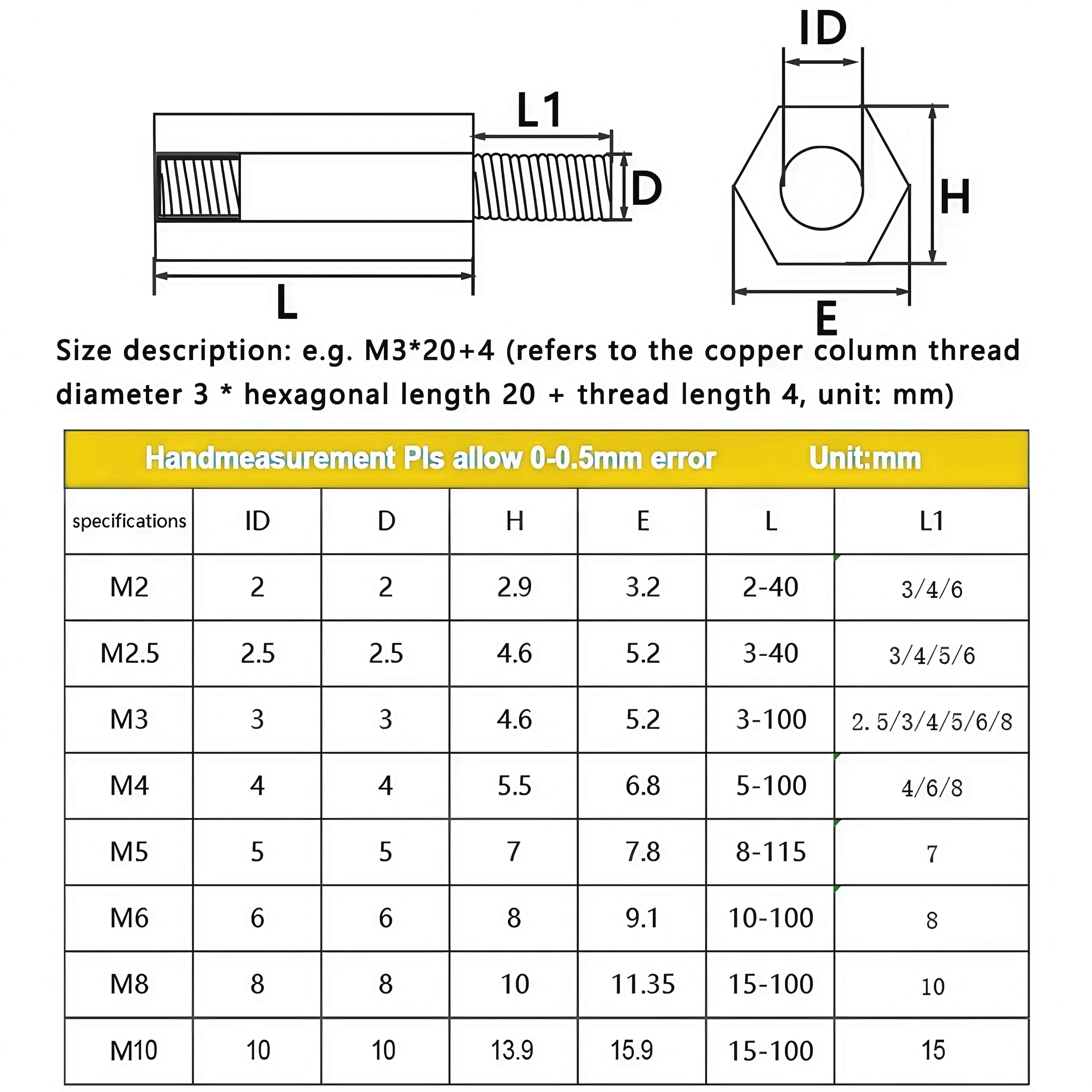 304 Stainless Steel Hex Standoff PCB Spacer M2 M2.5 M3 M4 M5 M6M8 Male Female Board Rack Stud Threaded Pillar Column Spacer Scre