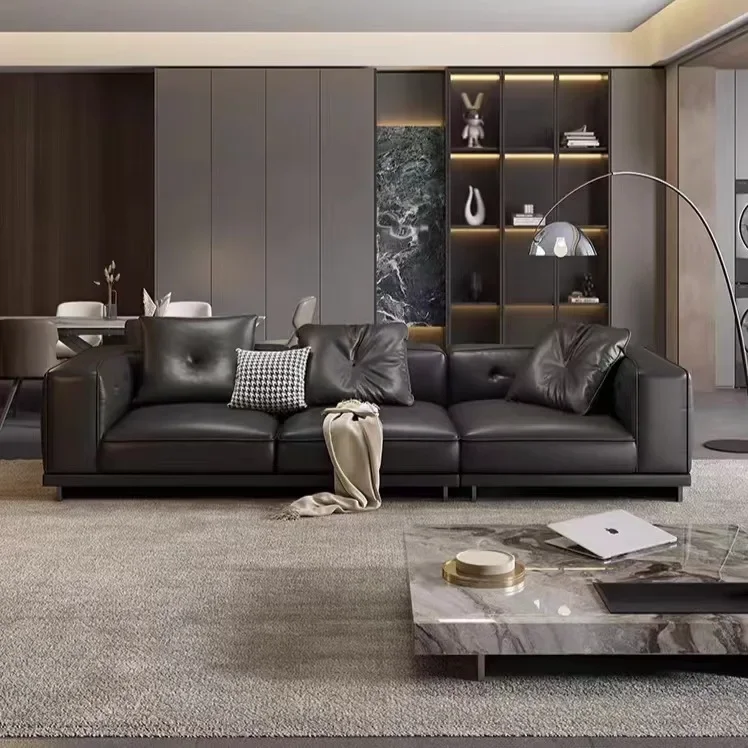 أريكة إيطالية حديثة فاخرة وخفيفة الوزن ذات صف مستقيم منحني لغرفة المعيشة في المنزل #4