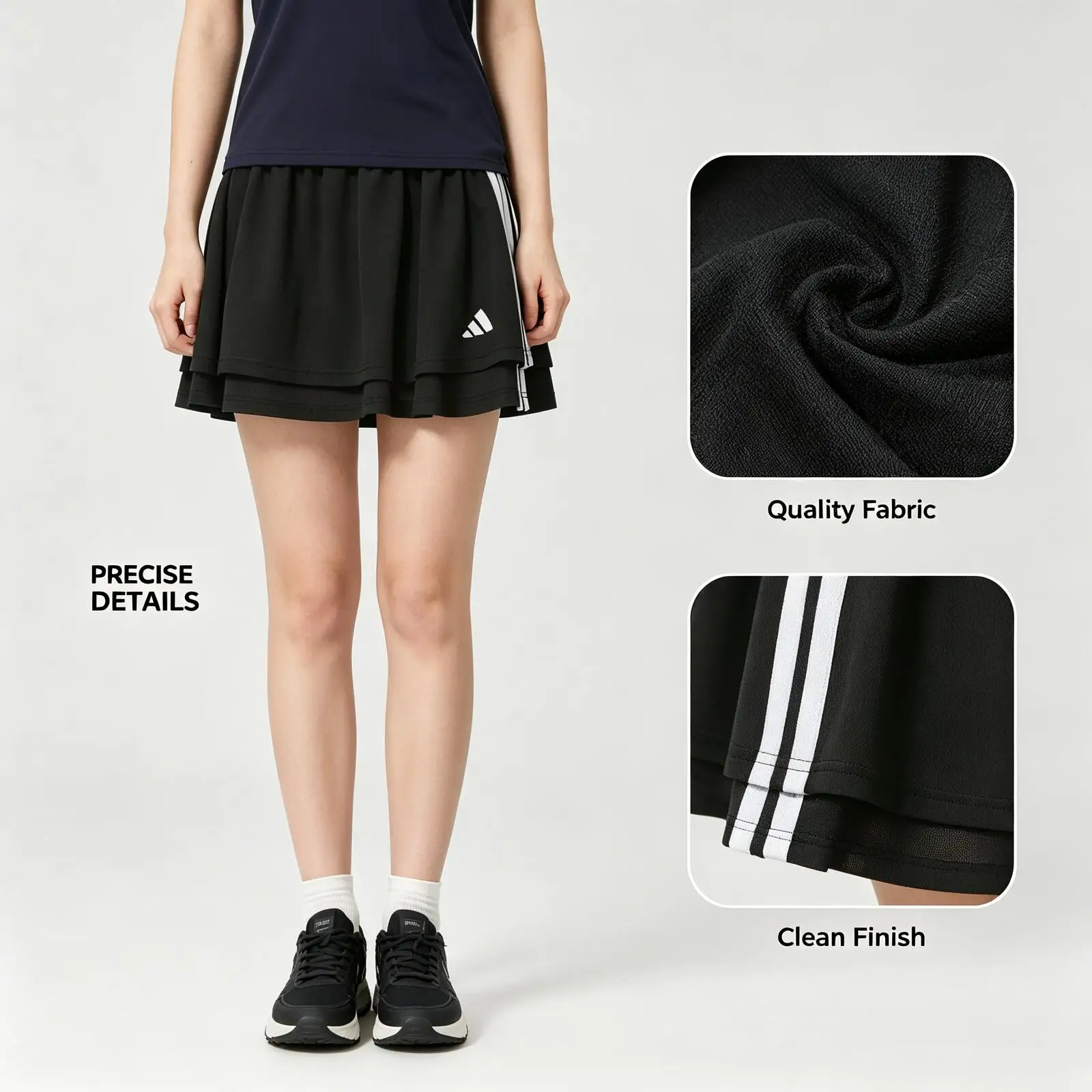 2026 Hot Adidas Women High Waist A-Line Skirt Casual Soft Fabric Short Skirt Elegant Daily Streetwear JY7632