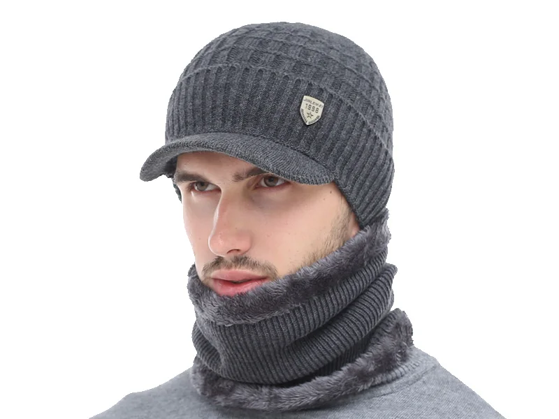 Gestrickte Hut Skullies Beanies männer Winter Hüte Für Männer Schal Kappe Frauen Winter Beanie Hut Beany Männlich Homme Gorro motorhaube Kappen – Detail 6