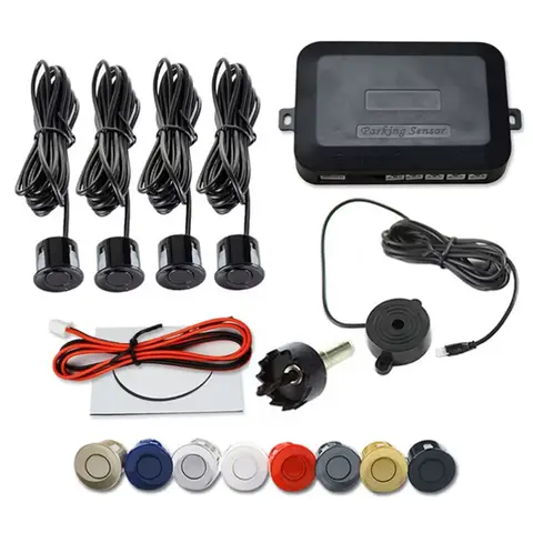 Sensor Kit Car Parking 12V 22mm Car Parking Sensor Kit Universal 4 Sensors Buzzer Reverse Backup Radar Sound Alert Indicator Probe System