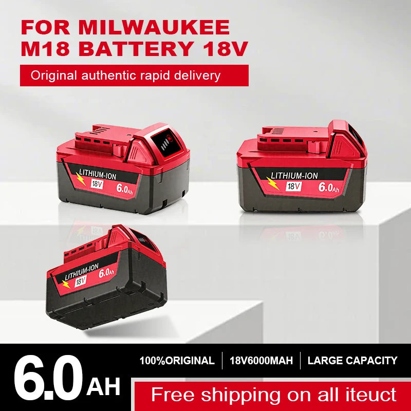 

For Original Milwaukee battery M18,6.0Ah,Milwaukee charger,M18B6 M18B5 48-11-1860, 48-11-1850, 48-11-1840,Tool Lithium Battery
