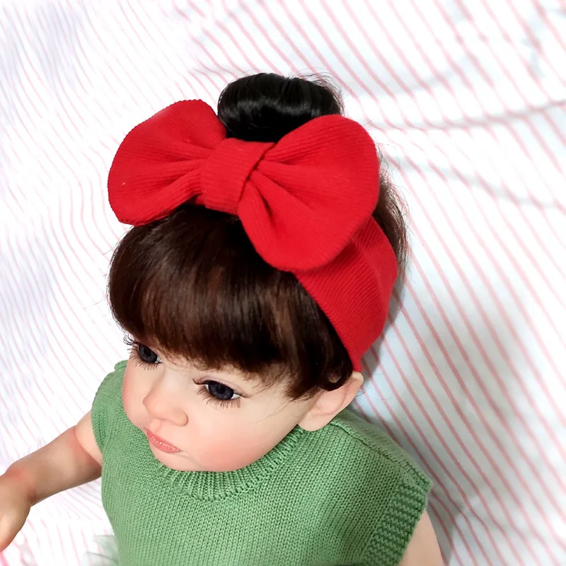 Hair Accessories Infant Baby Girl Bow Bun Wig Hat Patchwork Rib Cotton Elastic Newborn Children Headband for Kids Girls Headwear