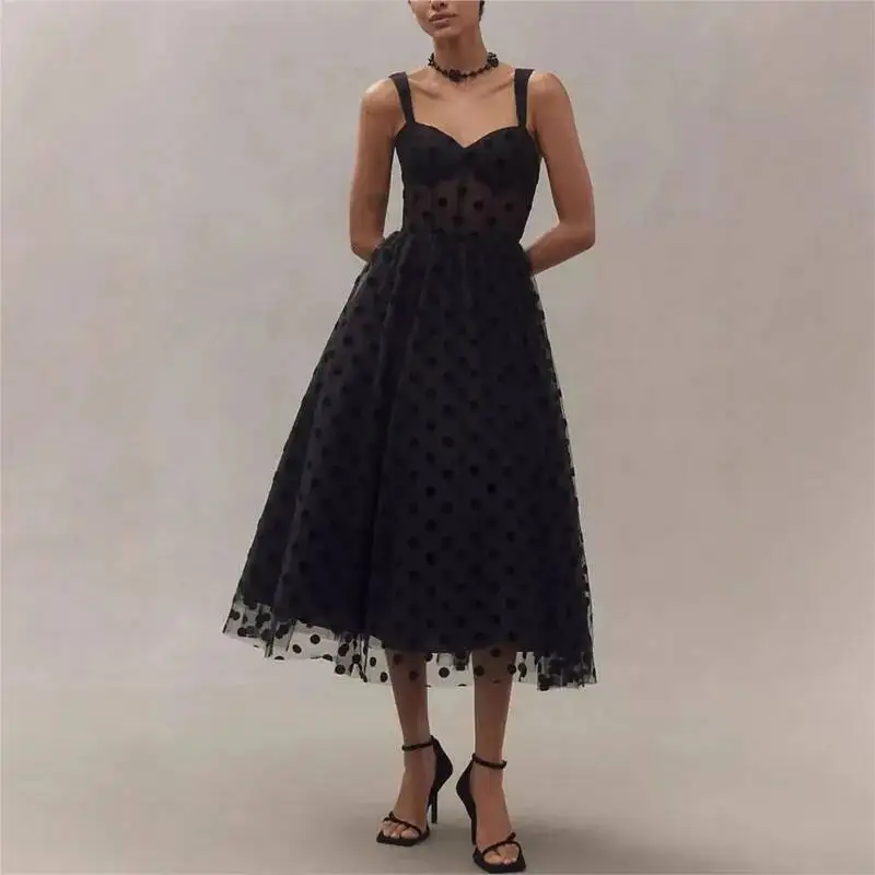 

Women Gauze Style Slim Fit Date Party Dress Summer Sexy Off Shoulder V Neck Dress Femme Solid Sleeveless Spaghetti Strap Dress
