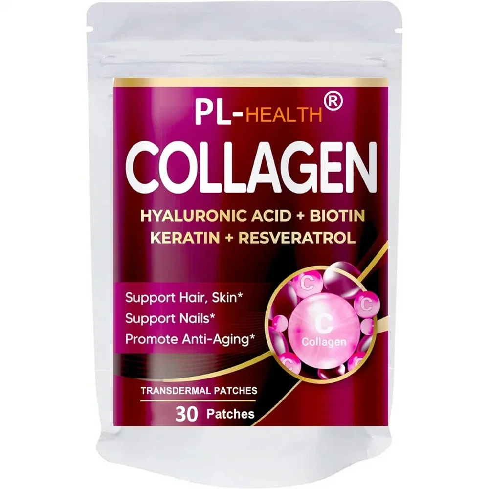 

Marine Collagen Transdermal Patches with Biotin, Resveratrol Hair Skin, Skin Anti Ageing 30 Patches