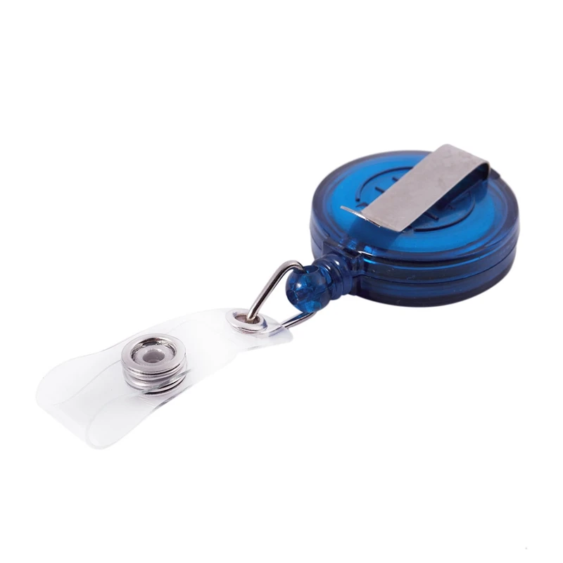 30 Retractable Reel Recoil ID Badge Lanyard Name Tag Key Card Holder Belt Clip Color:Blue Amount:10 Pcs