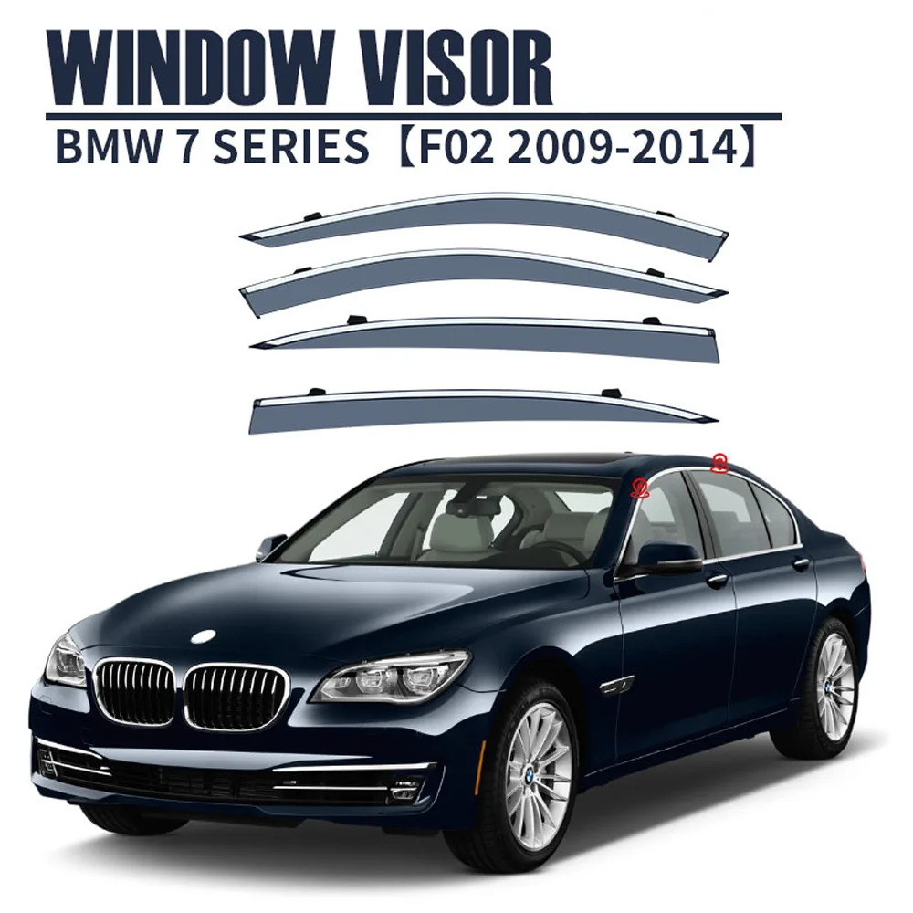 

Chrome Strips Rain Guards for BMW 7 Series F02 2009-2014 Long Wheelbase Window Visor Wind Deflectors Door Visor Shade Ventvisor