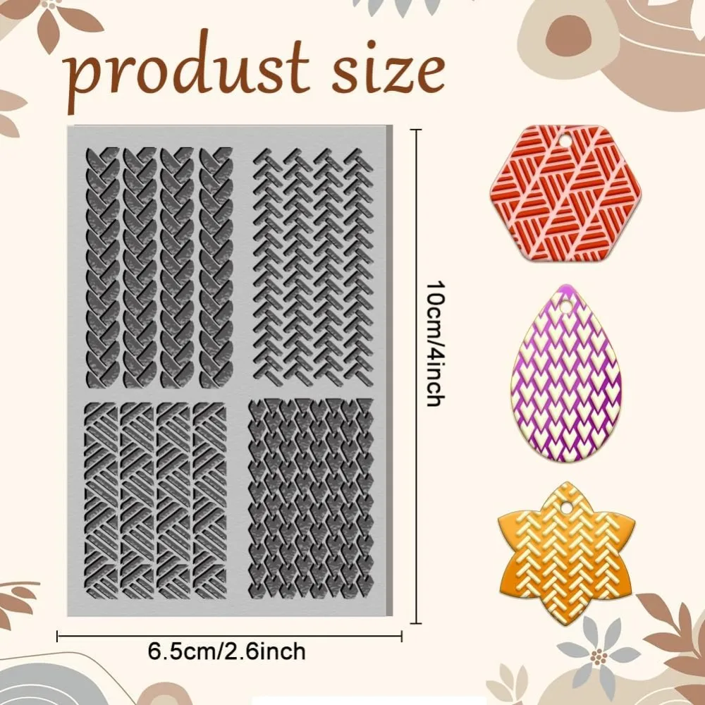 Sewing Knitting Patterns Clay Texture Mat Polymer Clay Molds DIY Texture Tools for Clay Pottery Earring Jewelry Making