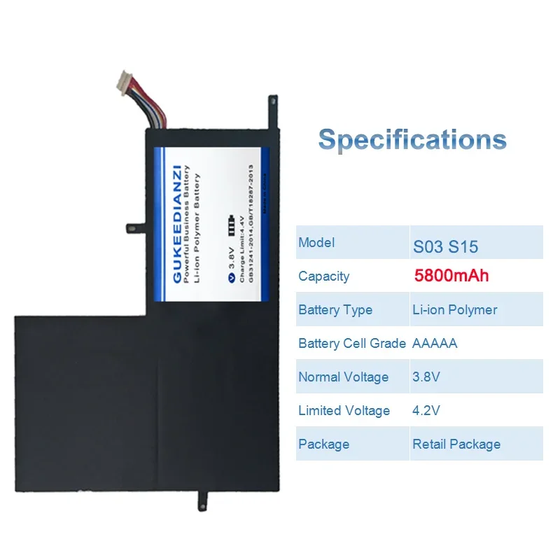 Imagem -03 - Gukeedianzi-bateria de Substituição para Zeuslap 5800mah S15 H16 S03