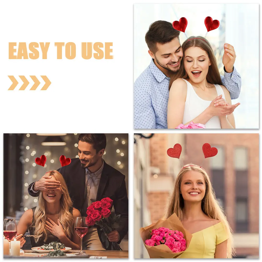 

2Pcs Heart Shaped Headband Valentine Day Gift for Her Festival Women Girls Hair Accessories Party Supplies Heart Headband