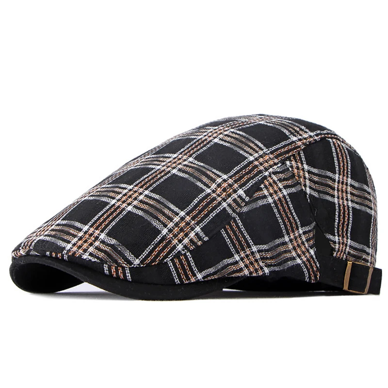 Chapéu de Verão Masculino e Feminino: Boina, Boné Newsboy com Viseira Fina, Boné Casual Bico de Pato, Boina Xadrez Respirável, Boné