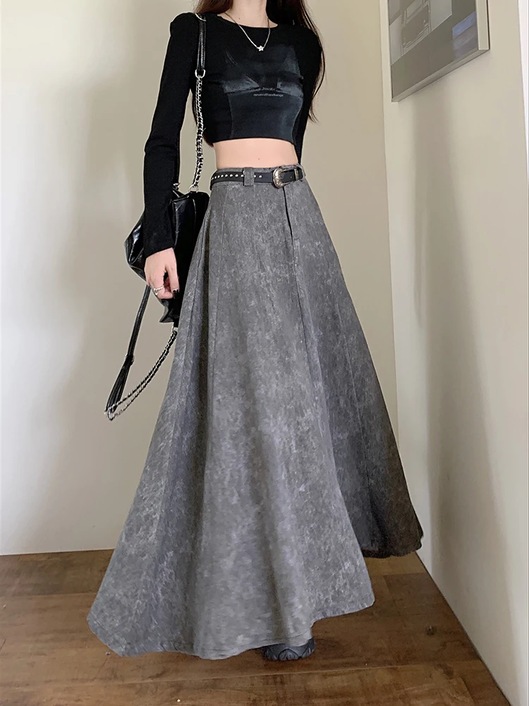 

Floor Length Skirt A-Line Skirt LooseSimplicity Casual Simplicity Temperament All-Match Women Autumn New Skirt