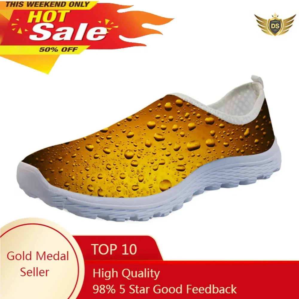 Spring Summer Funny Flats Women Shoes Unisex 3D Print Beer Shoes Casual Mesh Light Sneakers Breath Zapatos De Mujer