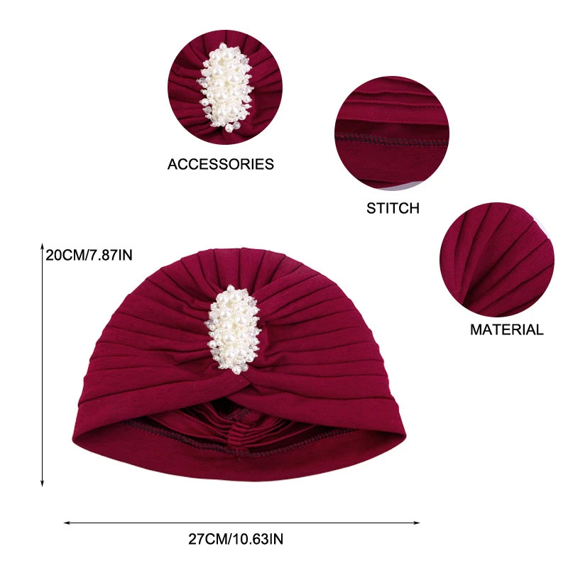 Turbante de decoración de cuentas para mujer, de Color sólido turbante, moda para el cabello, envoltura para la cabeza, sombreros contra el cáncer, gorra India, Bandana, novedad de 2024