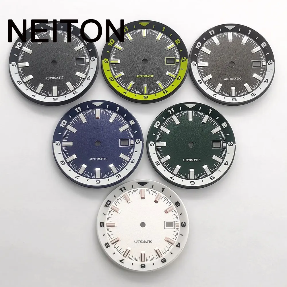 NEITON 36.5mm Watch Dial black white green blue Sterile dial Luminous fit NH35 NH35A NH36 Movement Black/Gray Dial