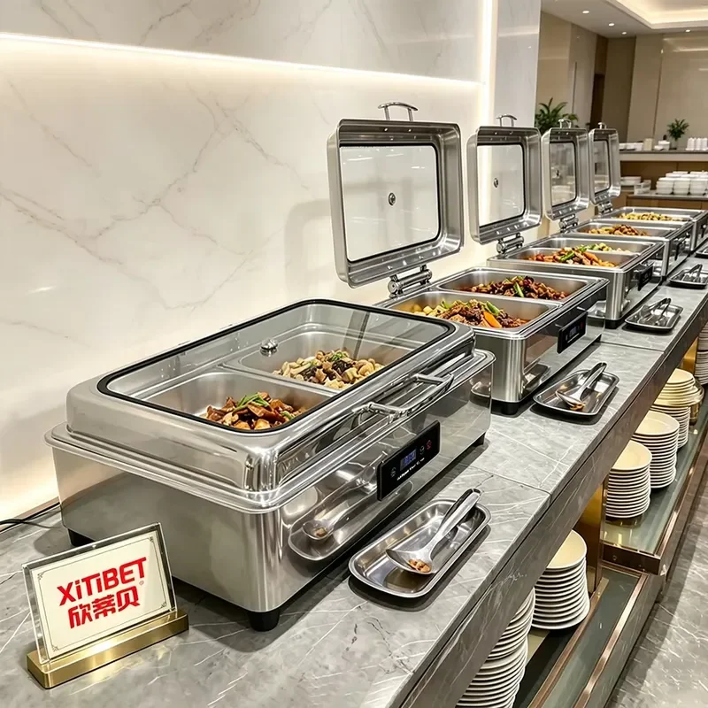 9L Electric Food Warmer Stainless Steel Buffet Server for Hotel Restaurant Royal Modern Luxury Insulation Pot Heating Set