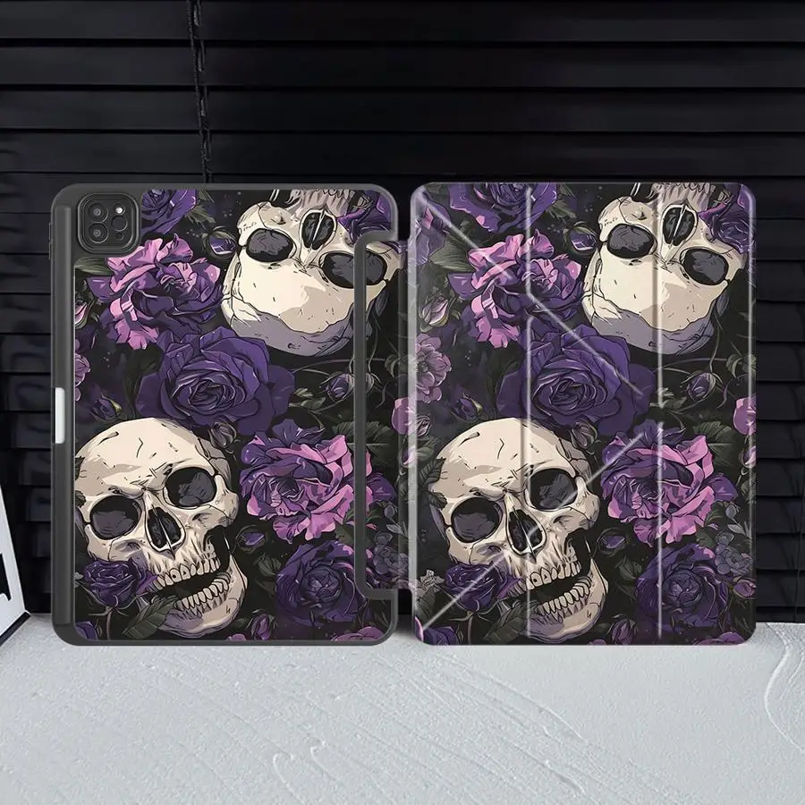 Skull In The Purple Rose Bushes Holder Cover Tablet Case For iPad Air 4 5 M3 M2 1 2 M4 11inch Pro 11th 10th 9th 8th 7th 12.9inch