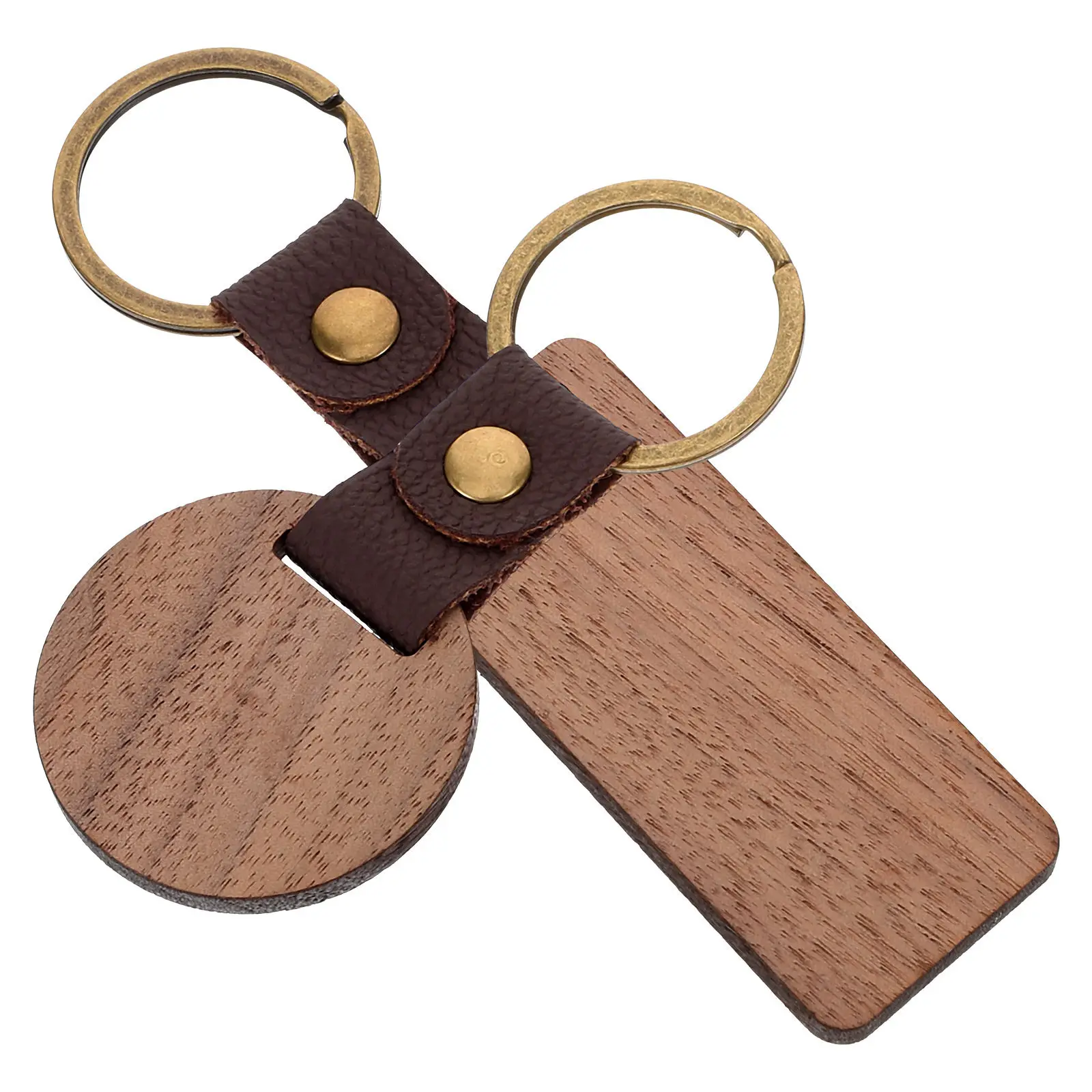 2Pcs Blank Wooden Keychain Blanks for DIY Engraving Rustic Unfinished Wood Slice Keyring Craft Supplies Aesthetic Key Chain