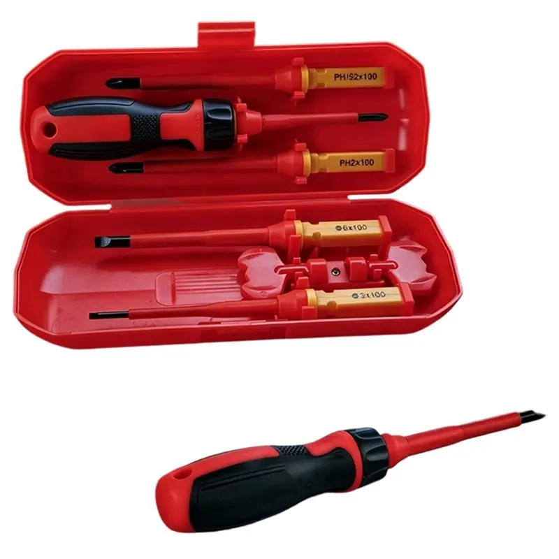WORTHOWN-Magnetic Slotted& Phillips-Bits 1000V Insulated Screwdriver Set(1Set), Electrician Repair Hand Tools