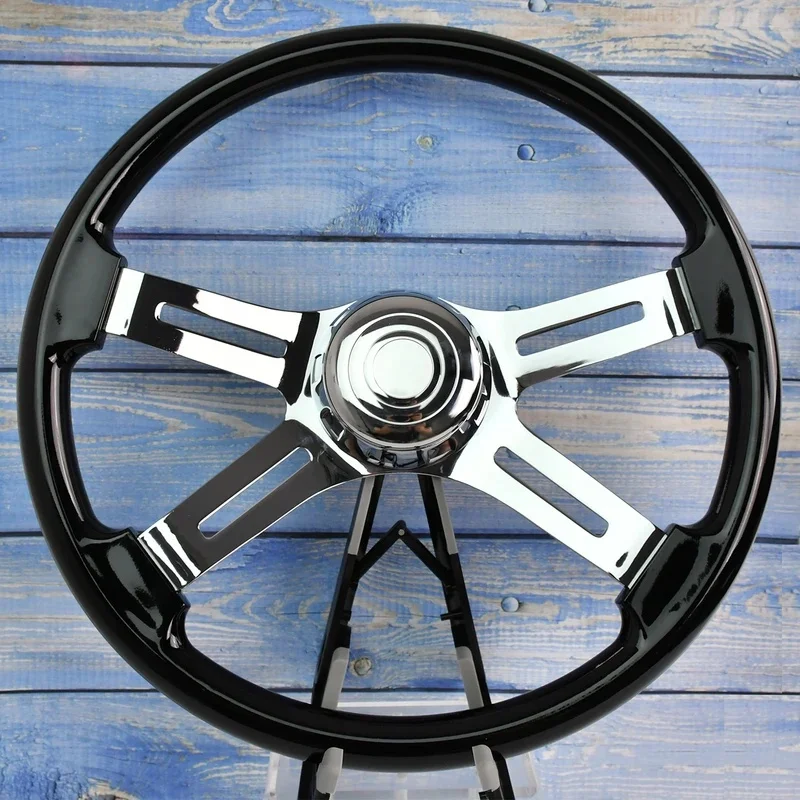High Quality Vintage Truck Steering Wheel With Four Spoke Chrome Alloy And Horn Button Interior Accessory
