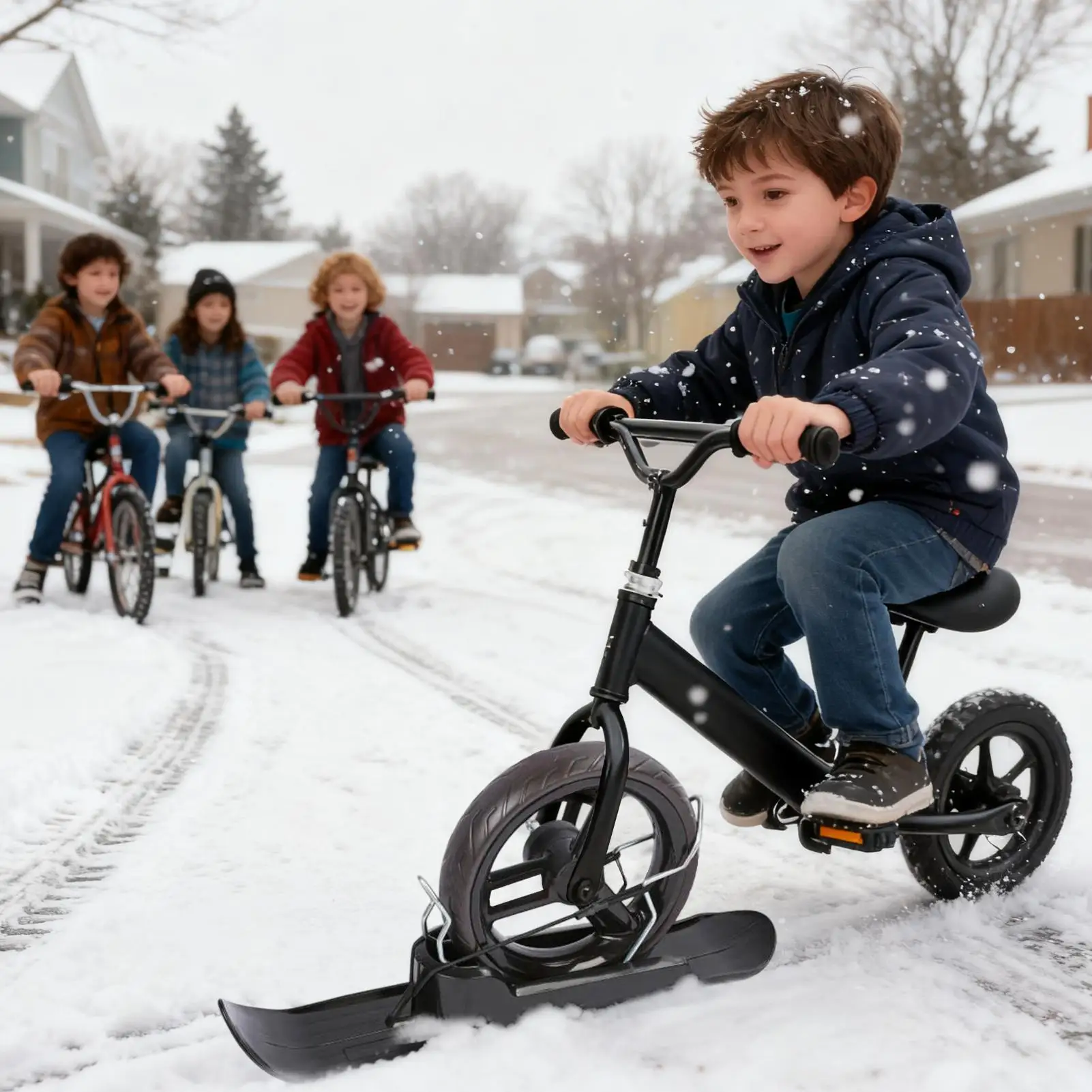 Scooter Ski Sledge 2 in 1 Winter Attachment Snow Scooter Strollers for Outdoor Sports Cycling Balance Bike Golf Carts Paths
