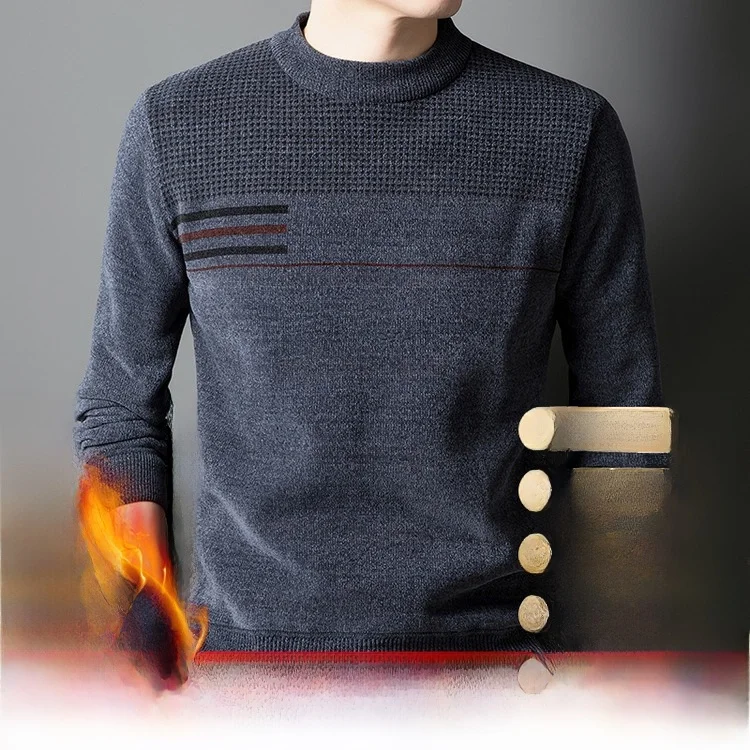 

Slim Fit Winter Knitted Sweater Casual Sle Middle-aged And ly Printed Knitwear Comfortable Polyester Fiber Long Sve