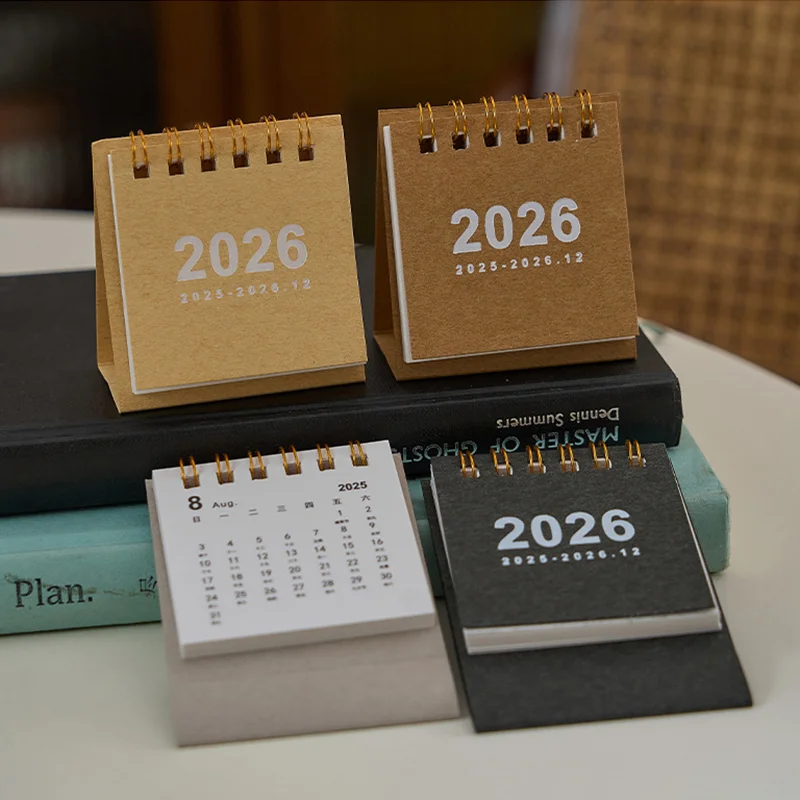 1Pcs 2026 Mini Simple Calendar Small Desk Calendars Creative Coil Calendar Planner Desktop Decoration Office Stationery
