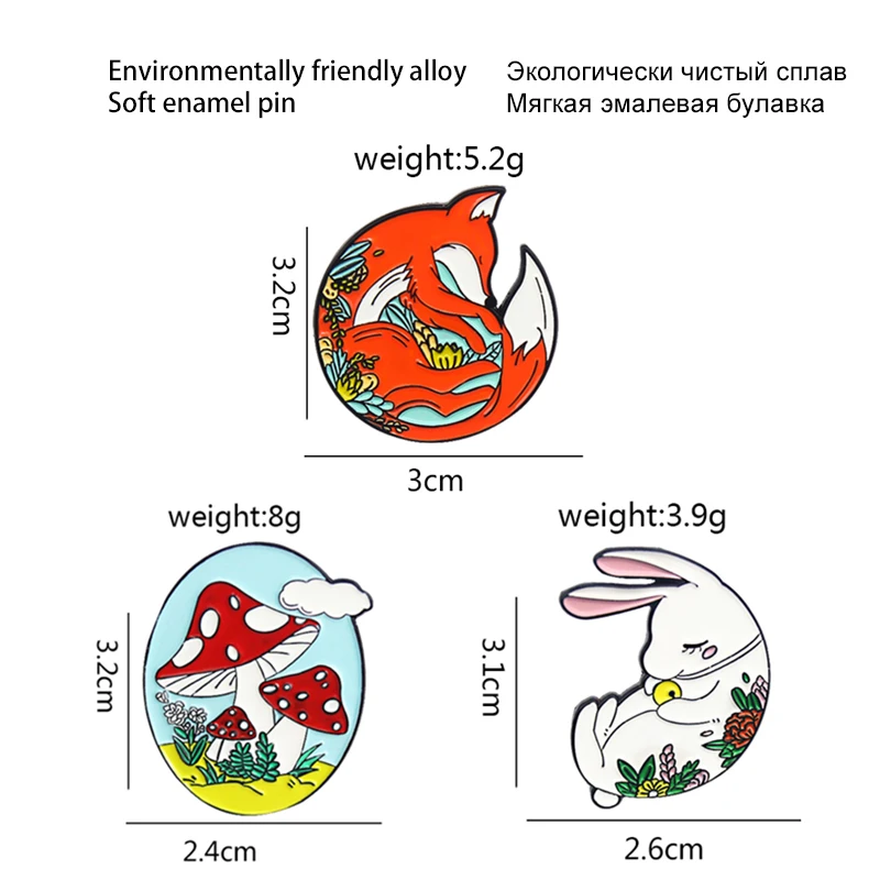 子供のための動物の絵が描かれたバッグ,花の赤いキツネウサギの形をしたエナメルピン